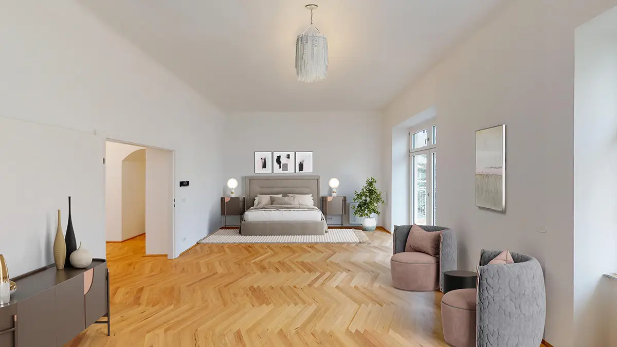 Schlafzimmer möbliert